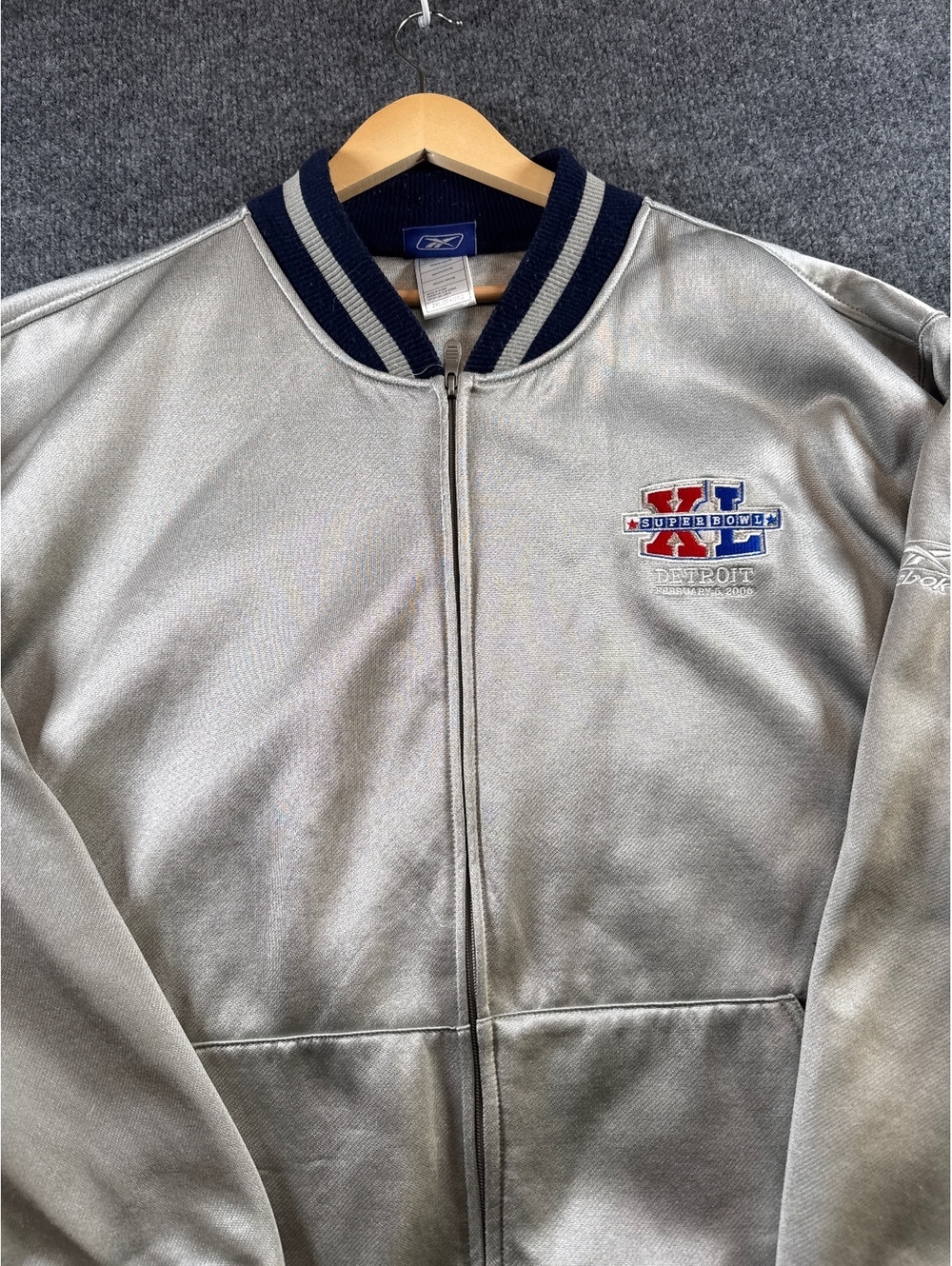 Reebok Super Bowl XL Jacket Mens 2XL Detroit 2006 Full Zip NFL Football